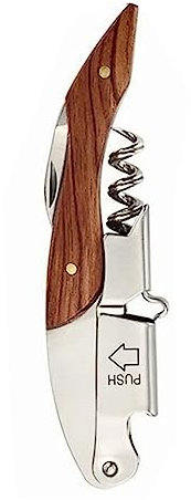 Abridor de Vino, Camareros Profesionales, Sacacorchos de 5 Círculos, Abridor de Botellas de Vino, Llave de Vino de Acero Inoxidable, Abridor de Botellas Portátil conde Madera con