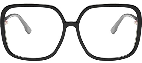 KAEOISFU Übergroße Quadratische Lesebrillefür Damen, Mode Blaulicht Blockierende Computer Lesebrille, groß Computerleser, Geeignet für Menschen mit großen Köpfen und großen Gesichtern