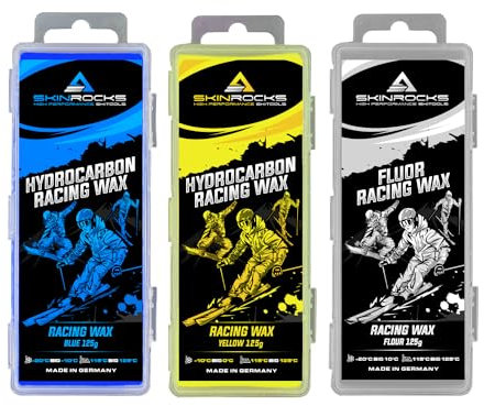 SkinRocks Hydrocarbon Fluor Profi Wachs Mix Ski LL Snowboard Blue-Gelb Wax 375g