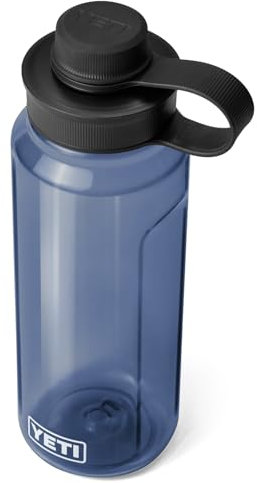 YETI Yonder Water Bottle with Leakproof Tether Cap, Lightweight, Clip-On Carry, BPA-Free Recycled Plastic Bottle for Hiking, Gym, Travel And Dishwasher Safe, Navy, 34 oz (1 L)