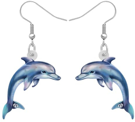 DALANE Acrylique Dauphins Boucles D'oreilles Gouttes Pendantes Animé Poisson Mer Océan Animaux Bijoux pour Femmes Filles Enfants Cadeaux Décor Charms (Marine)