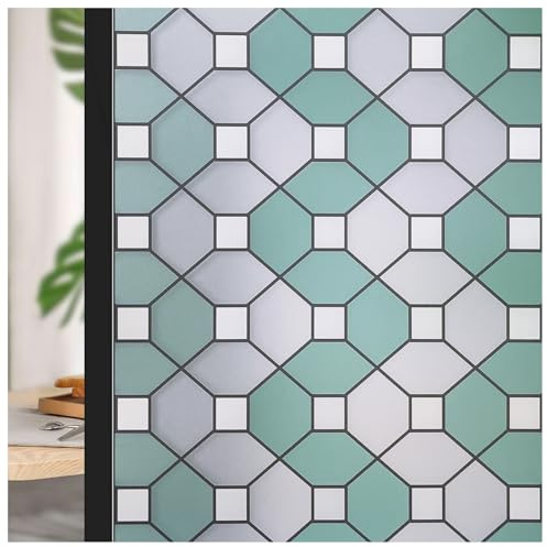 ConCus-T Frosted Geometric Window Film Privacy, Green White, 44.5x200CM