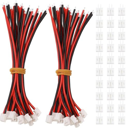 VISSQH 30 Pares JST Conector,JST 2.0 PH 2 Pines Conector Hembra y Macho con Cable Eléctrico de 150mm 26AWG,Mini Micro JST Cable Conector Plug y Hembra
