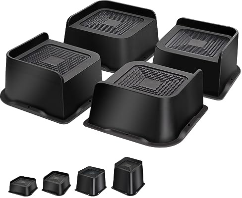 MixDora Rialzi per letto, 5,1 cm, resistenti, confezione da 4 pezzi, a forma di L, alzata per tavolo e sedie, per divani, scrivanie