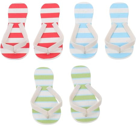 Alipis Modèles De Chaussons Miniatures en Bois, Décorations Pour Micro-Paysages D'été, Ensemble De 3 Paires Colorées Pour Poupées Et Scènes De Plage