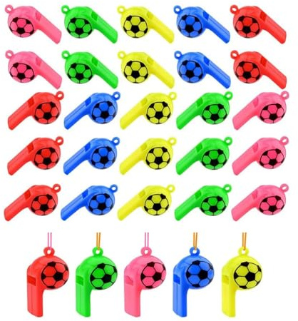 TRHDFW Football Whistles Colored Plastic Whistle Referee Whistle World Cup Toy Soccer Party Supplies for Kids (50)
