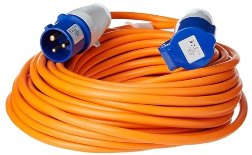 15m Extension Lead Cable - Heavy Duty, 240V 2.5mm 16amp Camping Caravan Hook Up Cable Orange High Vis Orange Mains Power - Perfect For Campervan & Motorhome (15m-2.5mm)