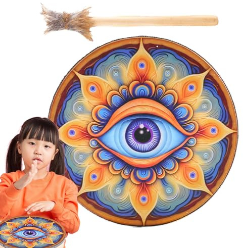 Schamanische Trommeln, Meditationstrommel, dekoratives Design Handtrommel | mit Schlägel, Schamanen-Trommel, Dekoration, Design, Handtrommel, Schamanenholz, Retrofarbe für