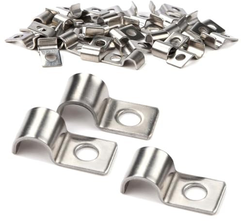 XoeLLe 50 Stück Edelstahl U-Rohrschellen, Hochleistungs Kabelschellen, Rohrschellen für Rohre oder Kabel Ø 6-7 mm, Silber