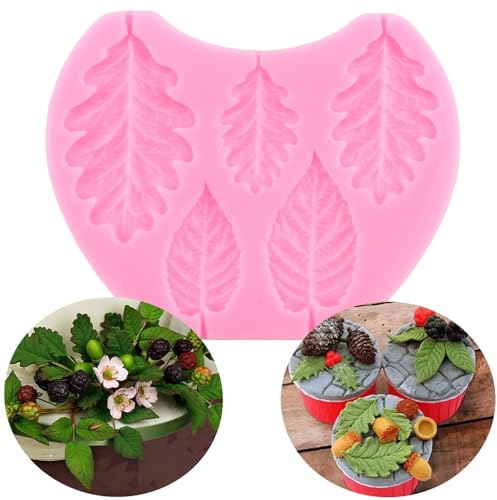 XMOLDNMS Leaf Mould Blackberry Leaf Silicone Moulds Fern Oak Leaf Fondant Mould For Cake Decorating Cupcake Topper Candy Chocolate Gum Paste Polymer Clay