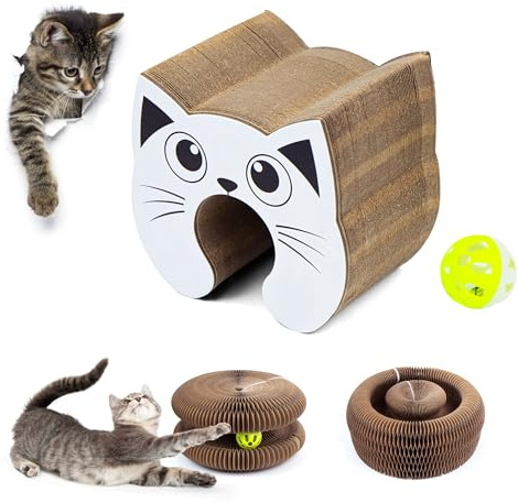 Katzenbrett Katzen Kratzpappe Katzenkratzbretter,21*21*10CM Gewelltes Verschleißfestes Katzenspielzeug Kann mit Katzenminze Gefüllt Werden um Katzen Anzulocken Geeignet für Kleine Katzenspielzeuge