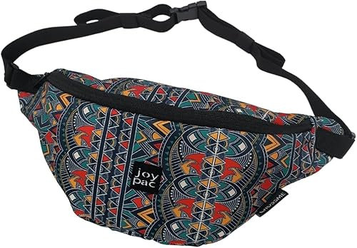 joypac - Bauchtasche CROSSME, Leichte Bauchtasche Damen und Herren, Geräumig, Funktionell, Umhängetasche, Hüfttasche - Ethno World Green