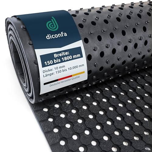 diconfa Tapis en Caoutchouc perforé sur Mesure - Largeur 150 à 1800mm - Longueur 0,15 à 10m - 1 m x 10 m 100 cm x 1000 cm 10mm Fort - Tapis de Piscine Tapis alvéolaire Jardin antidérapant