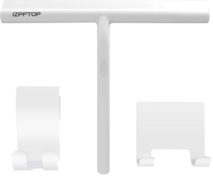 IZPFTOP Rasqueta limpiacristales Ducha con 2 Ganchos - Limpia mamparas Ducha Cristal Silicona - Limpia Cristales Ducha Multiusos para Cocina, Espejos, Coches y Cristales (Blanco, 11inch)