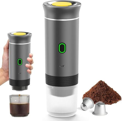 Générique Cafetière Portable 3 en 1 – Machine à Café Nomade Chauffante, Compatible Capsules & Café Moulu, Expresso Portable USB Rechargeable pour Maison, Bureau, Voiture & Camping