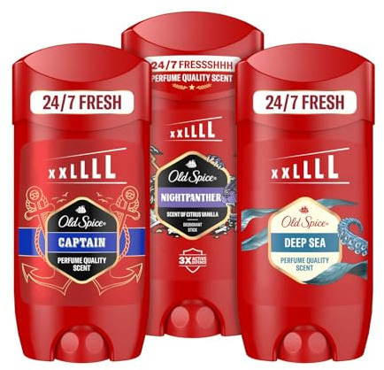 Bundle of Nightpanther Stick 85ml + Old Spice Captain Deodorant Stick For Men ml, Aluminium Free. Long Lasting Perfume Quality Scent, 48H Fresh. Invisible on Black & White + Deep Sea Stick 85ml