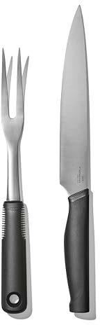 OXO SoftWorks Carving Set |Soft-Grip Duo Designed for Effortless Carving and Serving |2-Piece Fork & Knife Set | Spear, Secure, Cut & Serve Roasted Meat