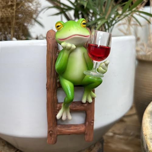Yarteim Frosch Deko Garten Figuren,Blumentopf Hänger Frösche Deko,Tiere Harz Statue Gartendeko,Deko Frosch Blumentopfhänger,Tiere Dekofigur für Teichdeko Miniteich Balkon Topfdekorationen