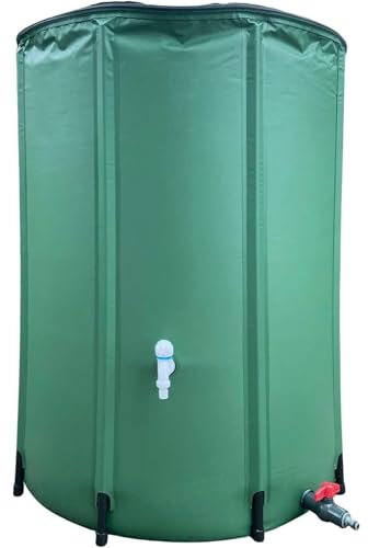 ACNMGDF Heavy Duty Collapsible Rain Barrel: Portable Water Tank with Spigot & Overflow Kit - Folding for Space Saving Downspout Connection Garden green 198Gallon/750L