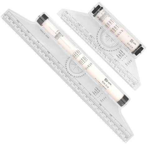 Housoutil 2pcs Multi Purpose Rolling Ruler Measuring Tool for Drawing Design and Technical Drafting for Accurate Parallel Lines Angles and Geometrical Shapes