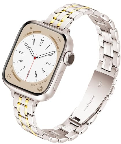 G-ficu Slim Metal Straps for Apple Watch Straps Women 46mm 45mm 44mm 42mm 41mm 40mm 49mm 38mm, Adjustable iWatch Strap, Thin Stainless Steel Band for Apple Watch Strap Series 11 10 9 8 7 6 5 4 3 Ultra