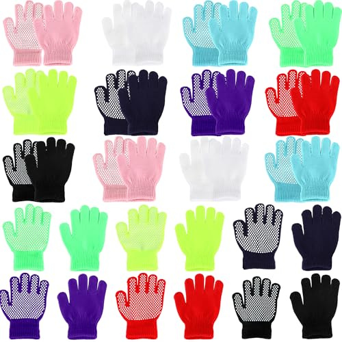 SGBETTER 18 Pairs Kids Grip Gloves Winter Anti-Skid Gloves Stretchy Knitted Glove Warm Full Fingers Glove for Toddler Outdoor Sports (Color Set 2)