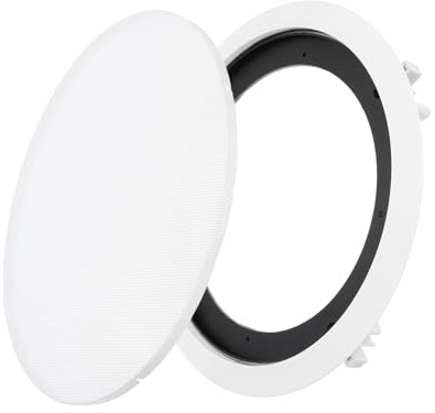 sourcing map Grille de haut-parleur mural et base, 20,3 cm, blanc, rond, encastré en métal, cache-poussière magnétique pour système audio