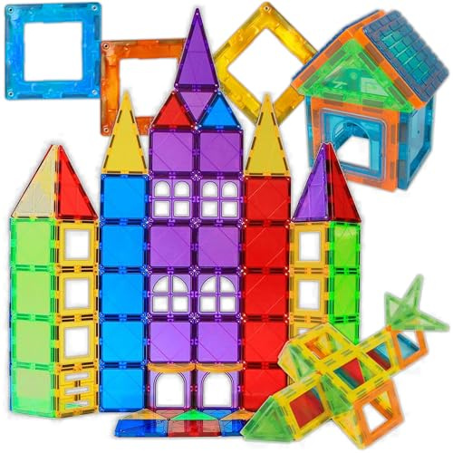 KRUMAD Magnetische Bausteine 3D, 45 Teile, Spielzeug ab 3 Jahre, Magnet Konstruktionsspielzeug, Magnetspielzeug Jungen Mädchen, Magneten Kindergarten, Geschenk Einschulung, Sensorik Spielzeug