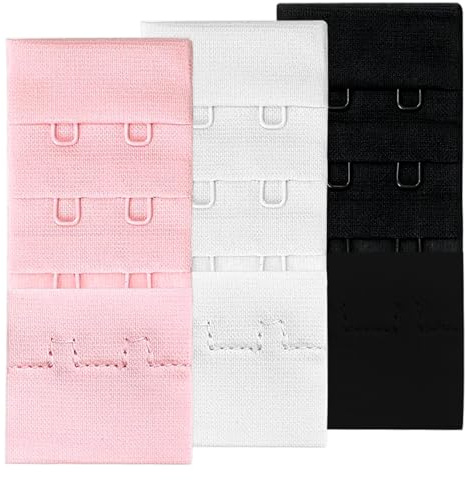 Fysaran BH Verlängerung, BH-Trägerverlängerungs-Set 5 Haken Trägerverlängerungs-Set 3 Stück Verlängerung für Damen (Schwarz, Weiß, Rosa)