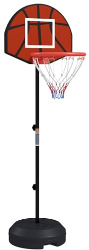 SPORTNOW Canasta de Baloncesto con Altura Regulable 129-179 cm con Diana Magnética y Dardos Aro de Baloncesto Base Rellenable para Interior Negro