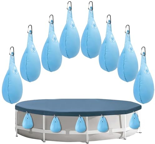 Wassersäcke für Pools, Wasserbeutel für Pools, 8 x Poolgewichte zur Abdeckung mit Haken, dicke Frostschutzplane aus PVC, auslaufsicher, für den Winter, Planengewichte für Pool