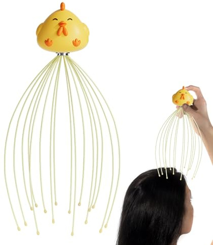 Kopfmassagegerät – Ergonomischer 16-Knoten-Kopfhautstimulator, entspannende Klaue zur Spannungslinderung, Shampoo, Durchblutung | Tragbares Entspannungsgerät für Männer, Frauen, reisen, teenager, älte