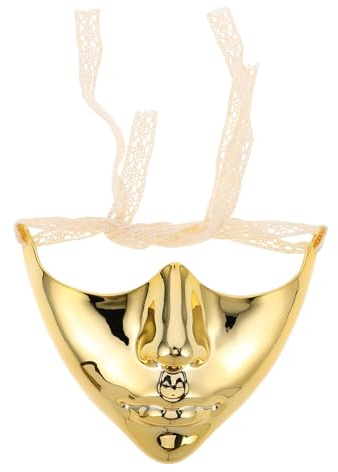 AKOOSY Masque Demi-visage Steampunk Doré pour Soirée Mascarade Carnaval Vénitien et Halloween Accessoire Adulte Unisexe pour Bal et Cosplay