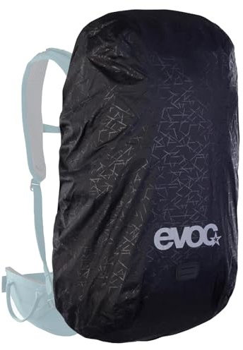 EVOC RAINCOVER SLEEVE Regenhülle, black, M | wasserdichter Rucksackschutz, Rucksack Abdeckung mit reflektierendem Logo-Druck, flexible Größenanpassung