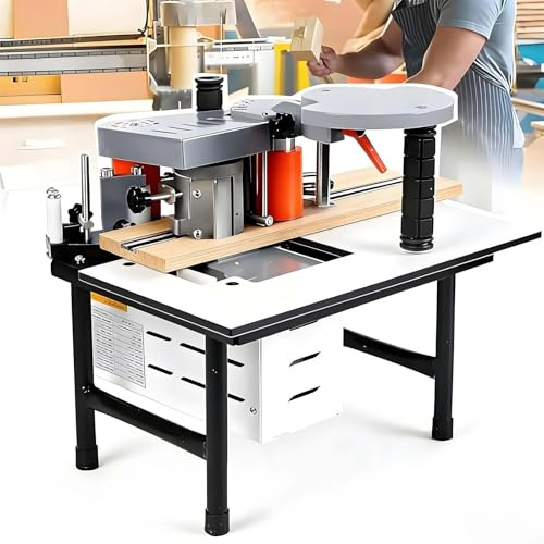 SIEEOUR Máquina Portátil De Cantear Carpintería, Rebordeadora Compacta 1200w, Velocidad Ajustable 5-10m/Min, Encolado Doble Cara, Con Control De Temperatura, Para Madera, Pvc, A-bs(White)
