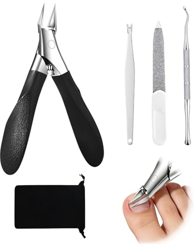 Kluz Professionell böjd nagelklippare för 5-i-1 fot med nageltång och nagelklippare, manikyrmaterial i rostfritt stål för inåtväxande och tjocka naglar