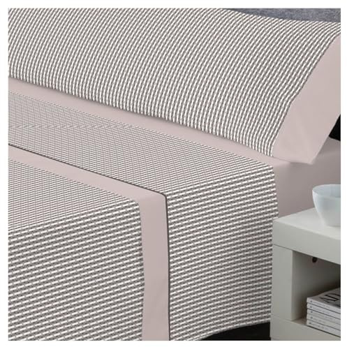 DECASATEXTIL – Juego de sábanas Cama- 3 Piezas – Diferenctes diseños - 48% Algodón, 144Hilos -Oeko-Tex® – Sabana Bajera, encimera y Funda Almohada - Cama 120cm - Kael Lino