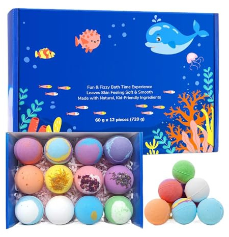 Bubbelbad för kvinnor, med doftande saltboll och leksaker - 12 st skummande badbubblor för barn - för kvinnor, mamma, fru, , flickor, och resor