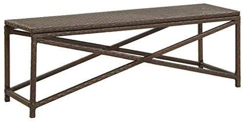 Tonture Gartenbank 120 cm Poly Rattan Braun mit pulverbeschichtetem Stahlgestell, wetterfest und robust, ideal als Sitzbank für Terrasse, Balkon