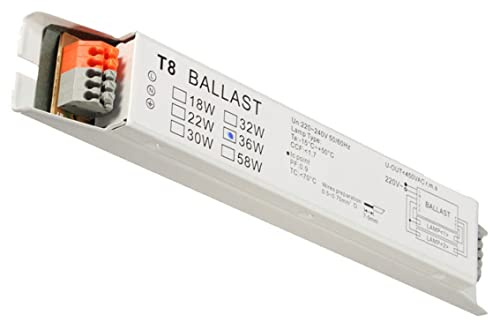 Alimentatore elettronico 2x36W, Alimentatore per lampada fluorescente a risparmio energetico con avvio istantaneo ad ampio voltaggio, Accessorio per lampada fluorescente