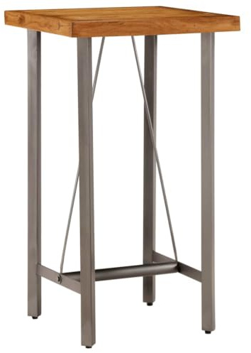 GPWERSDF Stehtisch Teak Altholz 60x60x107 cm | Industrieller Stil, Stahlbeine, robust und langlebig, einfache Montage, einzigartige Holzmaserung