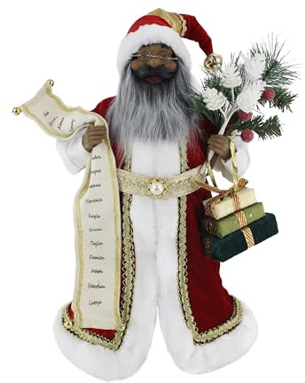 Windy Hill Collection 416030A Figurine de Père Noël Ethnique Noir avec liste de Noms Debout de 40,6 cm