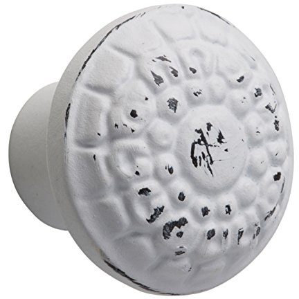 Metafranc Vintage-Möbelknopf - Ø 33 mm - weiß-antik - Hochwertige Verarbeitung - Formschön & dekorativ - Inkl. Montagematerial / Zierbeschlag / Möbelbeschlag / Möbelknauf / 123331