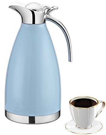 OnePine 2.0 Liter/70 oz Doppelschicht Isolations Topf thermosflasche Edelstahl Isolierkanne kaffeekanne Vakuum Isolierung thermoskanne Kaffeetopf,100% dicht Heiß und kalt dual Gebrauch (Blau)