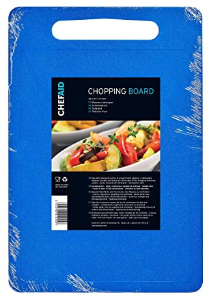 Chef Aid Poly-Schneidebrett, Mehrzweck-Anti-Rutsch-Oberfläche, leicht zu reinigen und spülmaschinenfest, mit Griff, 35 x 25 cm, in weiteren Farben erhältlich, Blau