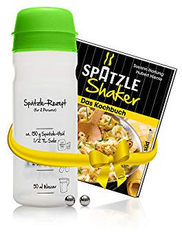 EINSTEIGER-SET für VEREINFACHTES SPÄTZLE MACHEN mit dem patentierten Spätzle-Shaker (675 ml) in GRUEN für 2 Portionen Spätzle + kreativem Rezeptbuch (8. Auflage, Verlag Südwest)