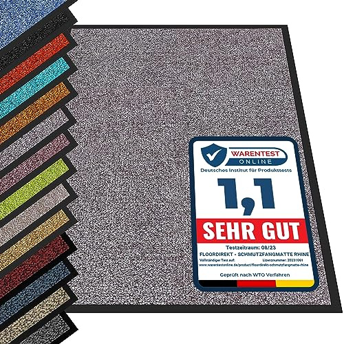 etm® Schmutzfangmatte - Fußmatte in vielen Größen - Türmatte Fußabstreifer für Haustür innen und außen (Grau, 90x120 cm)