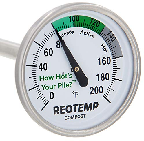 REOTEMP Thermomètre à compost d'arrière-cour - avec guide de compostage PDF (Fahrenheit) (tige de 16 pouces)
