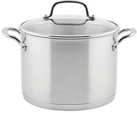 KitchenAid 71003 3-Ply Base Brushed Stainless Steel Stock Pot/Stockpot with Lid, 8 Quart
