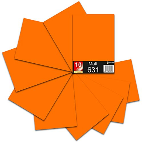 Din A4 Bogen 30x21cm 621/631 Plotterfolie Folie Vinyl Autofolie (034 Orange, 10er Set 631 Matt)